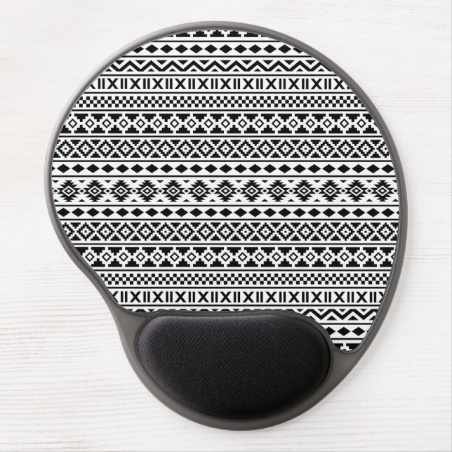 Aztec Essence Pattern Black on White Gel Mouse Pad (Front)