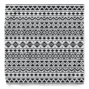 Aztec Essence Pattern II Black on White Bandana