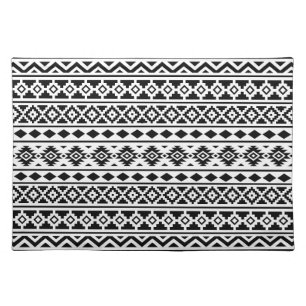Aztec Essence Pattern II Black on White Cloth Placemat