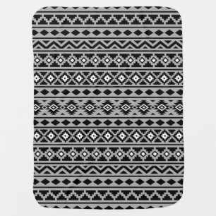 Aztec Essence Pattern II Black White Gray Baby Blanket