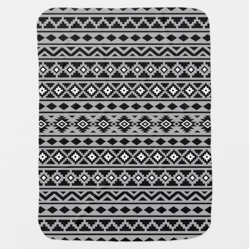 Aztec Essence Pattern II Black White Gray Baby Blanket