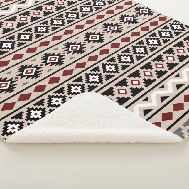 Aztec Essence Pattern II Black White Red Grey Sherpa Blanket (3/4)