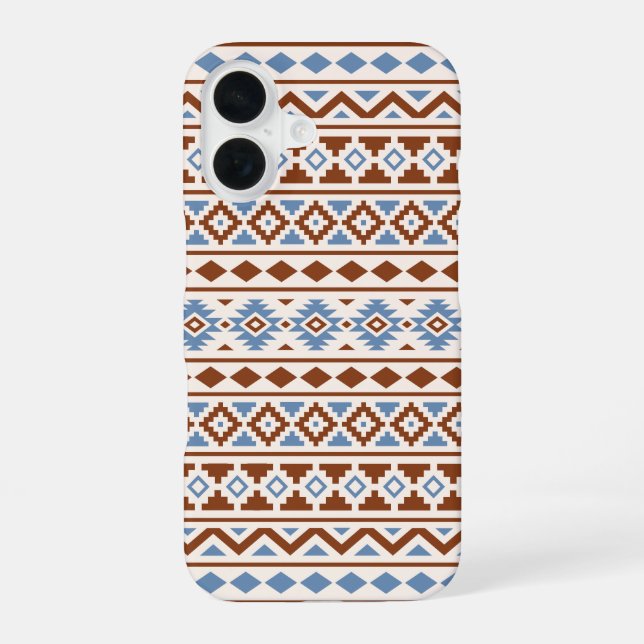 Aztec Essence Pattern II Rust Blue Cream iPhone Case (Back)