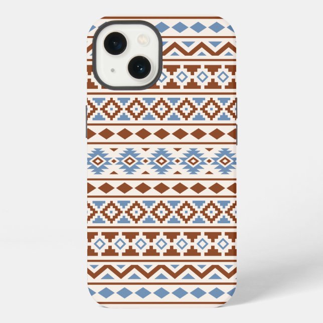 Aztec Essence Pattern II Rust Blue Cream iPhone Case (Back)