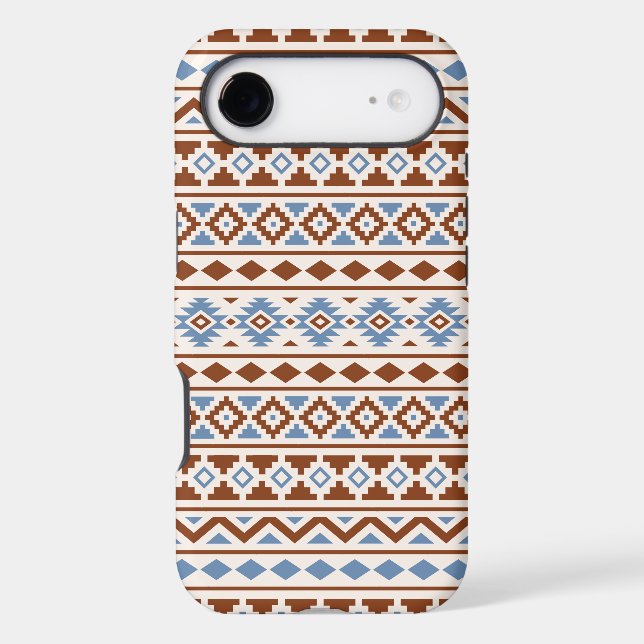 Aztec Essence Pattern II Rust Blue Cream iPhone Case (Back)
