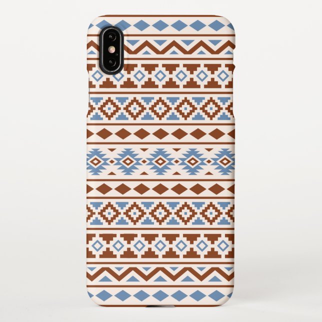Aztec Essence Pattern II Rust Blue Cream iPhone Case (Back)