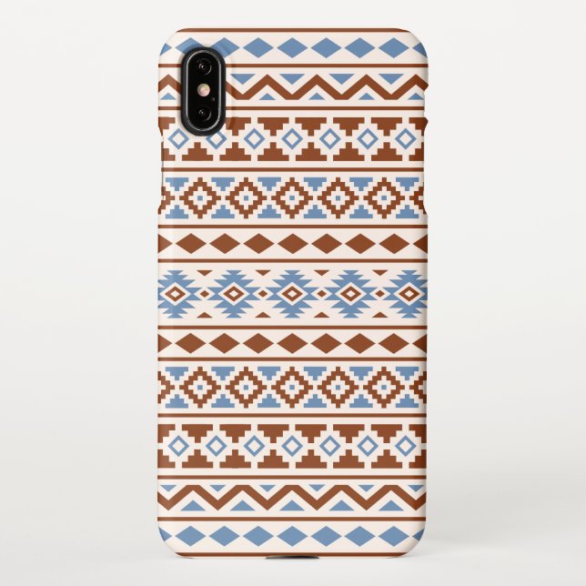 Aztec Essence Pattern II Rust Blue Cream iPhone Case (Back)