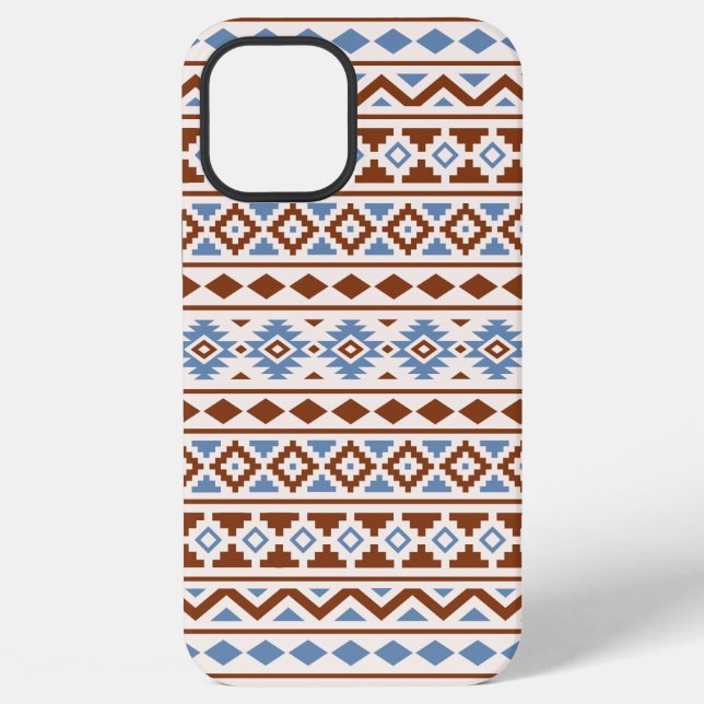 Aztec Essence Pattern II Rust Blue Cream iPhone Case (Back)