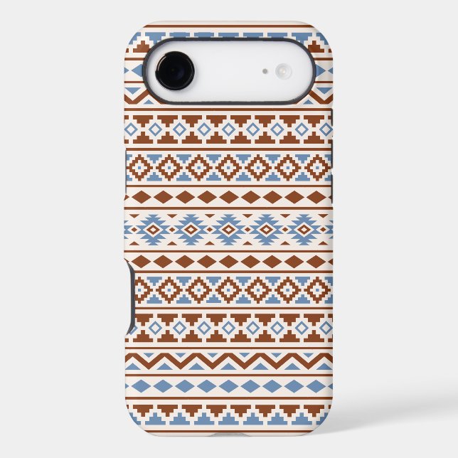 Aztec Essence Pattern II Rust Blue Cream iPhone Case (Back)