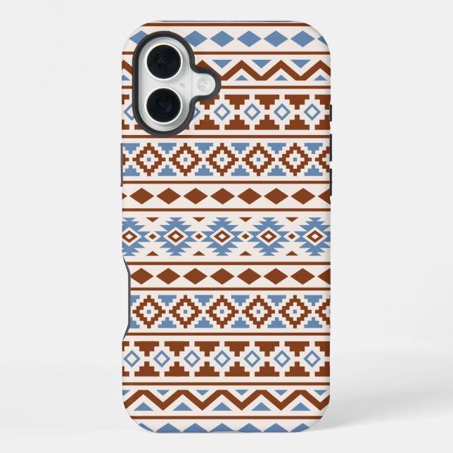 Aztec Essence Pattern II Rust Blue Cream iPhone Case (Back)