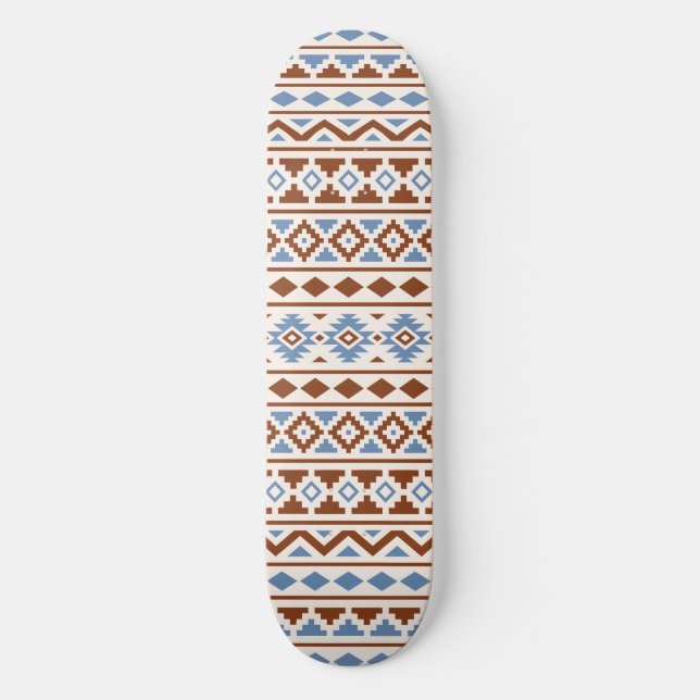 Aztec Essence Pattern II Rust Blue Cream Skateboard Deck (Front)