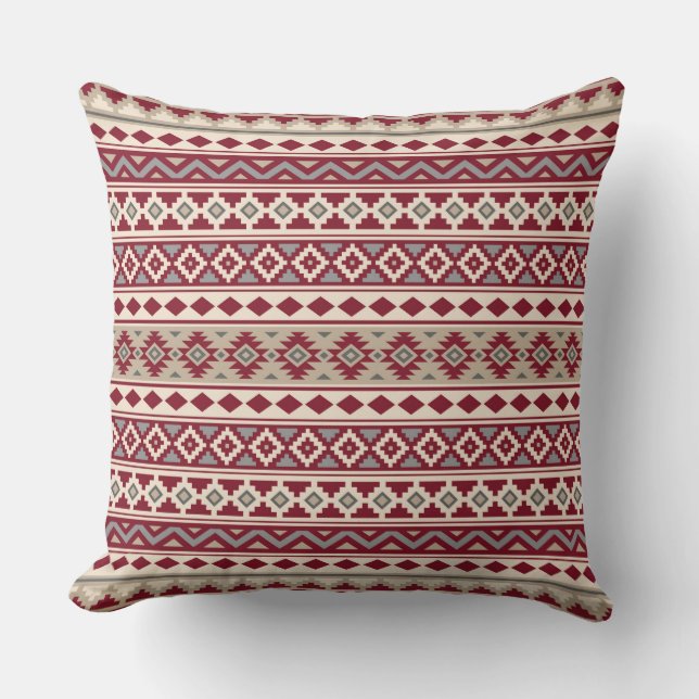 Aztec Essence Pattern IIb Red Grays Cream Sand Throw Pillow (Front)