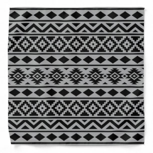 Aztec Essence Pattern III Black on Grey Bandana