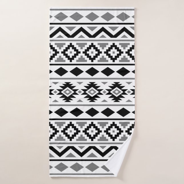 Aztec Essence Pattern III Black White Gray Bath Towel (Bath Towel)