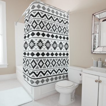 Aztec Essence Pattern III Black White Gray Shower Curtain Aztec Essence Pattern III Black White Gray Shower Curtain