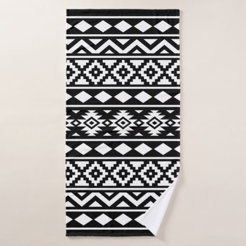 Aztec Essence Pattern IIIb Black  White Bath Towel