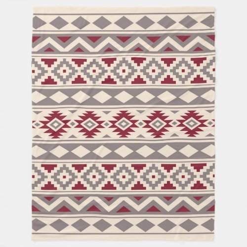 Aztec Essence Pattern IIIb Cream Taupe Red Fleece Blanket