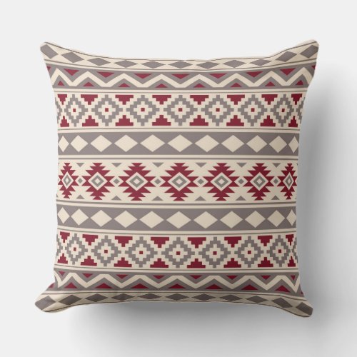 Aztec Essence Pattern IIIb Cream Taupe Red Throw Pillow