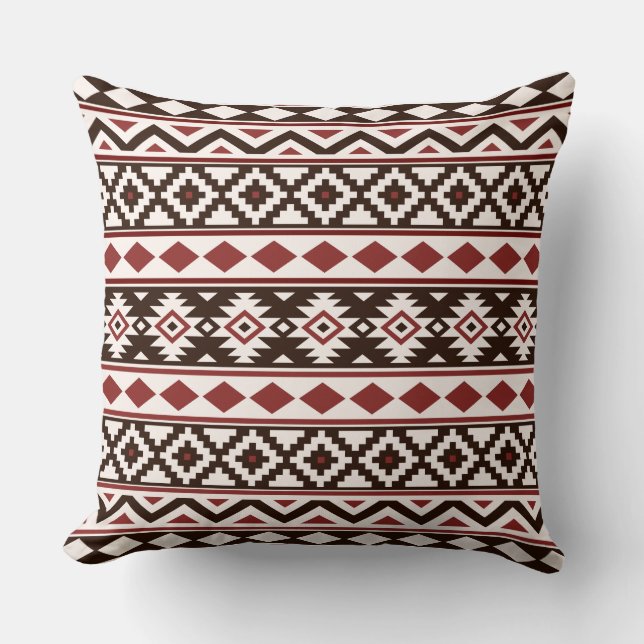 Aztec Essence Pattern IIIb Red Brown Cream Throw Pillow (Front)