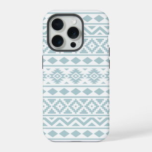 Aztec Essence Ptn III Duck Egg Blue on White iPhone 15 Pro Case