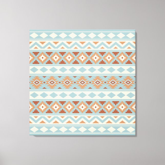 Aztec Essence Ptn IIIb Blue Cream Terracottas Canvas Print (Front)