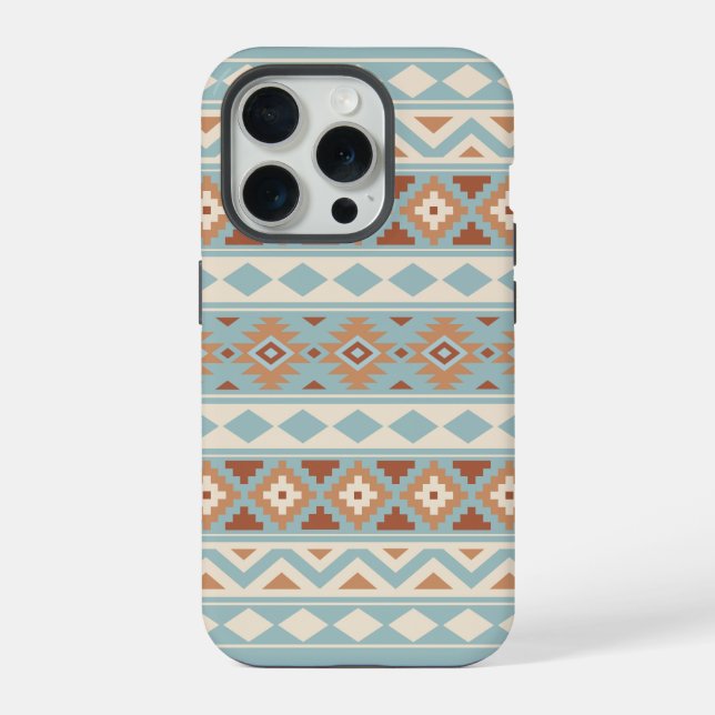 Aztec Essence Ptn IIIb Blue Cream Terracottas iPhone Case (Back)