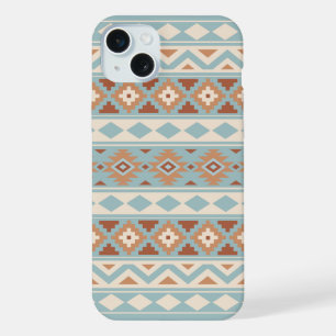 Aztec Essence Ptn IIIb Blue Cream Terracottas iPhone 15 Plus Case