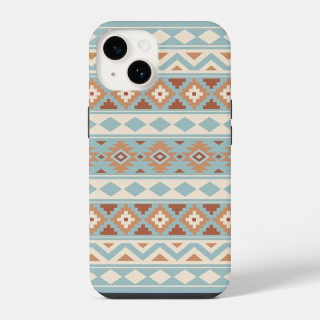 Aztec Essence Ptn IIIb Blue Cream Terracottas iPhone Case (Back)