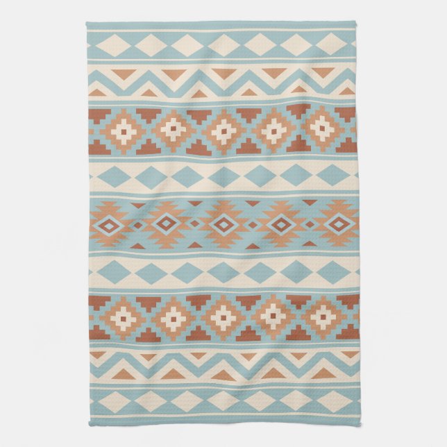 Aztec Essence Ptn IIIb Blue Cream Terracottas Towel (Vertical)