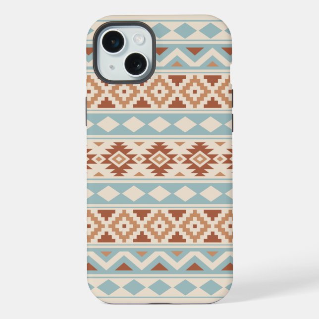Aztec Essence Ptn IIIb Blue Terracottas Cream iPhone Case (Back)