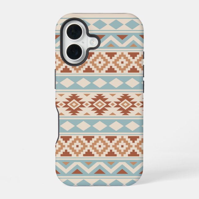 Aztec Essence Ptn IIIb Blue Terracottas Cream iPhone Case (Back)