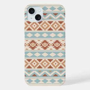 Aztec Essence Ptn IIIb Blue Terracottas Cream iPhone 15 Plus Case