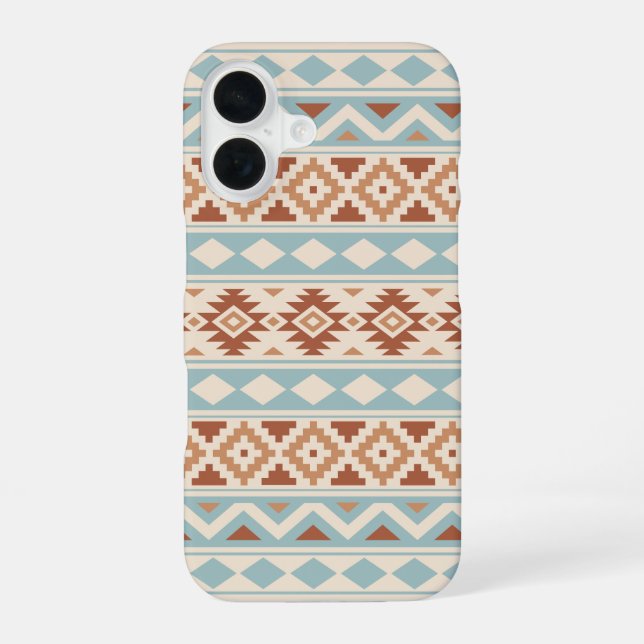 Aztec Essence Ptn IIIb Blue Terracottas Cream iPhone Case (Back)