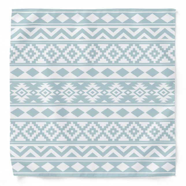 Aztec Essence Ptn IIIb Duck Egg Blue & White Bandana (Front)