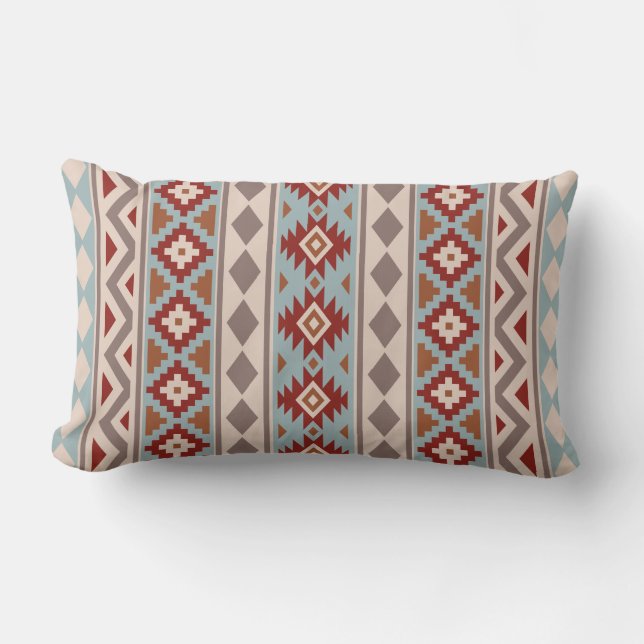Aztec Essence Ptn IIIb Taupe Blue Crm Terracottas Lumbar Pillow (Front)