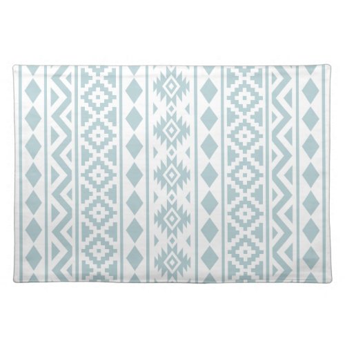 Aztec Essence V Ptn III Duck Egg Blue on White Cloth Placemat