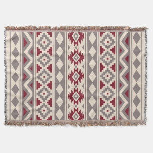 Aztec Essence V Ptn IIIb Cream Taupe Red Throw Blanket