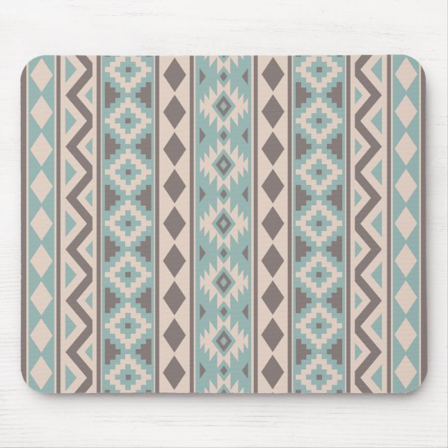 Aztec Essence V Ptn IIIb Taupe Teal Cream Mouse Pad (Front)