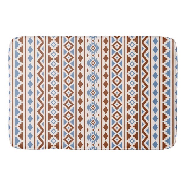 Aztec Essence Vertical Ptn II Rust Blue Cream Bath Mat (Front)