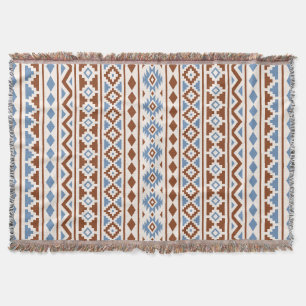 Aztec Essence Vertical Ptn II Rust Blue Cream Throw Blanket
