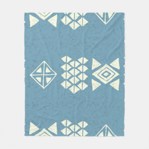 Aztec Ethnic: Blue Geometric Seamless. Fleece Blanket