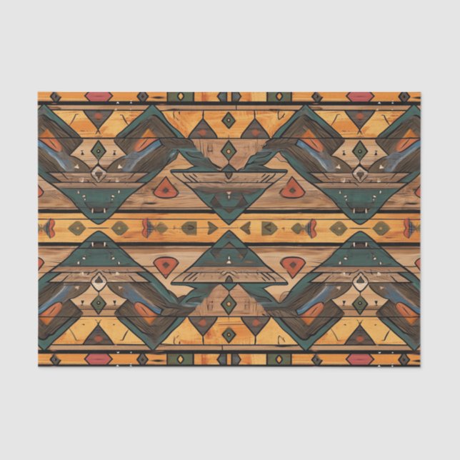 Aztec Faux wood tile pattern decoupage  Tissue Paper (Front)