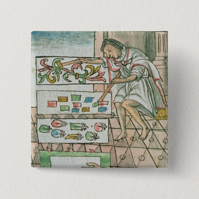 Aztec feather artisan button (Front)