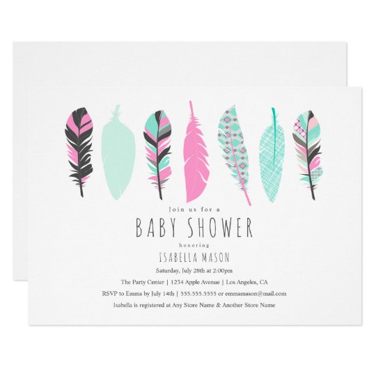 Aztec Feathers | Baby Shower Invitation | Zazzle.com