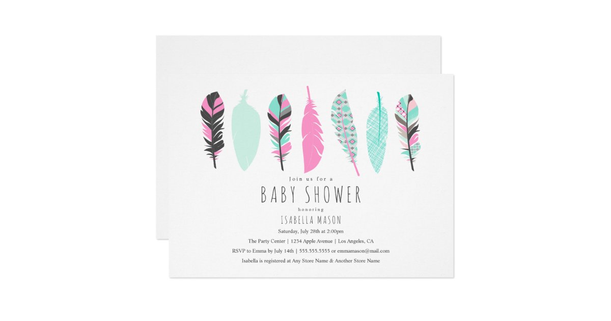 Aztec Feathers | Baby Shower Invitation | Zazzle.com