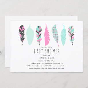 Aztec Feathers Baby Shower Invitation