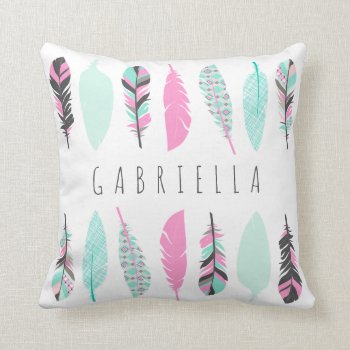Aztec Feathers Personalized Throw Pillow by PinkMoonDesigns at Zazzle