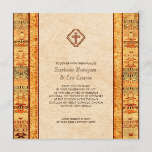Aztec Fiesta Christian Cross Square Wedding Invitation