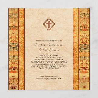Aztec Fiesta Christian Cross Square Wedding Invitation