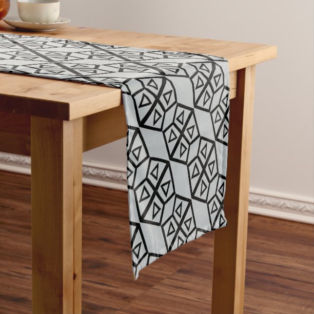 Aztec Geometric Abstract Pattern Short Table Runner (In Situ)
